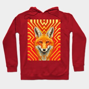 Spectrum Fox: Radiant Op Art Red Fox Design Hoodie